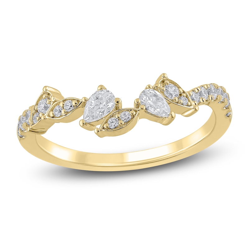 Certified Pear & Round-Cut Diamond Scatter Contour Anniversary Ring 3/8 ct tw 14K Yellow Gold