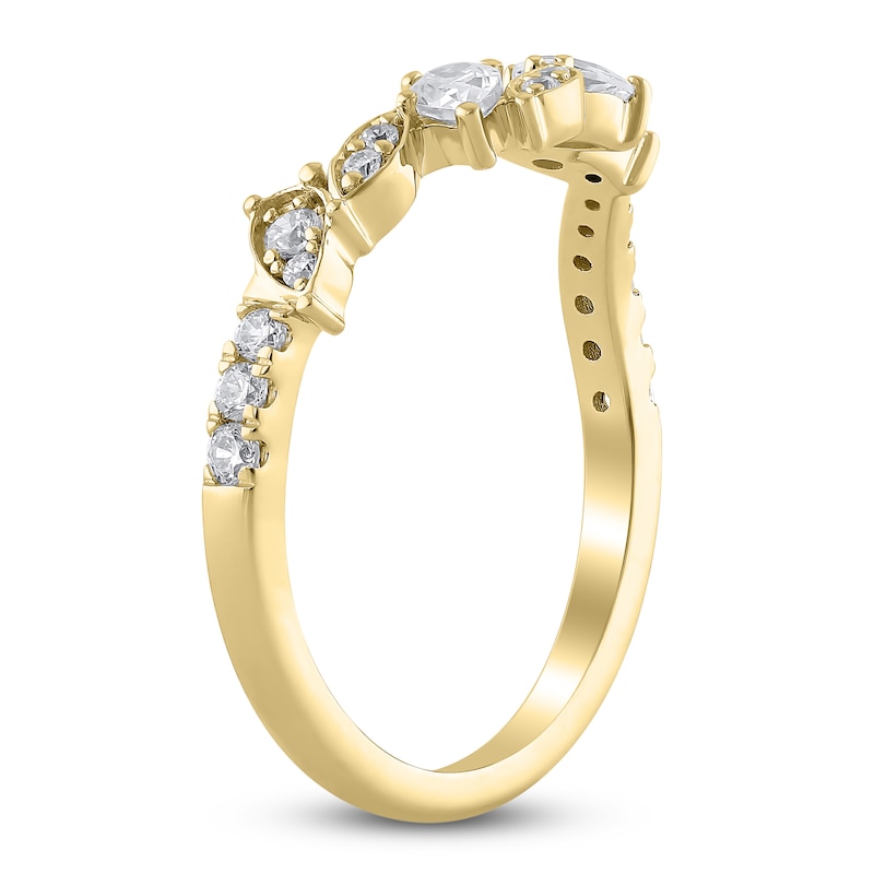 Certified Pear & Round-Cut Diamond Scatter Contour Anniversary Ring 3/8 ct tw 14K Yellow Gold