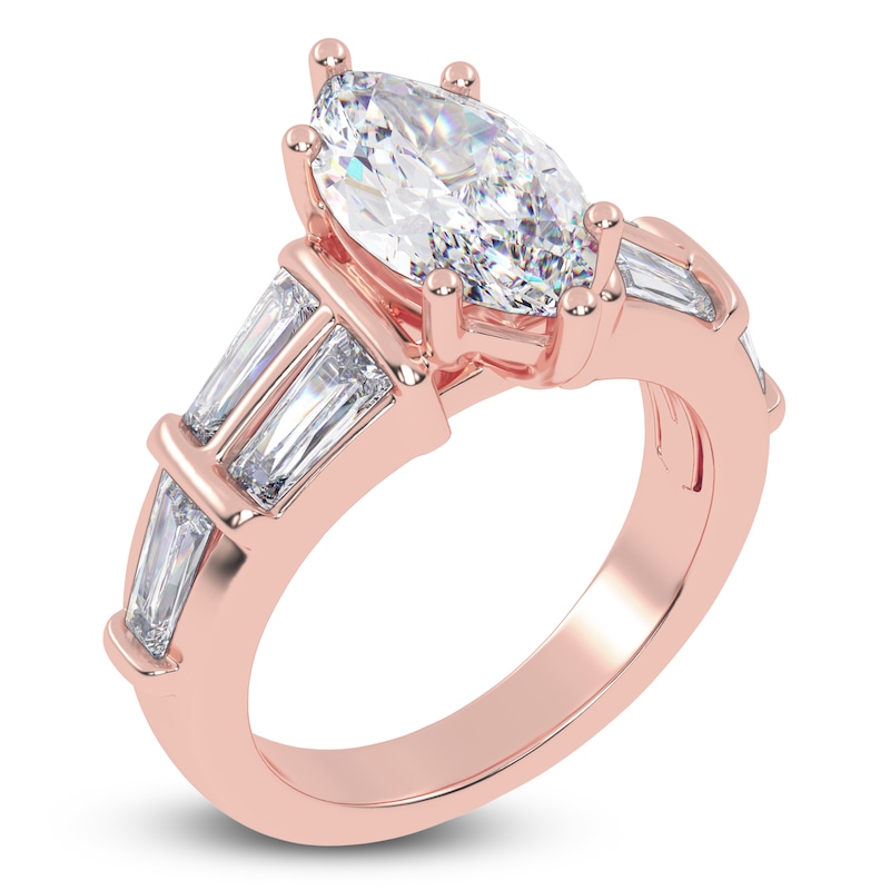 Main Image 2 of Marquise-Cut Lab-Created Diamond Engagement Ring 3-1/2 ct tw 14K Rose Gold