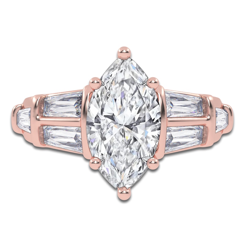 Main Image 3 of Marquise-Cut Lab-Created Diamond Engagement Ring 3-1/2 ct tw 14K Rose Gold