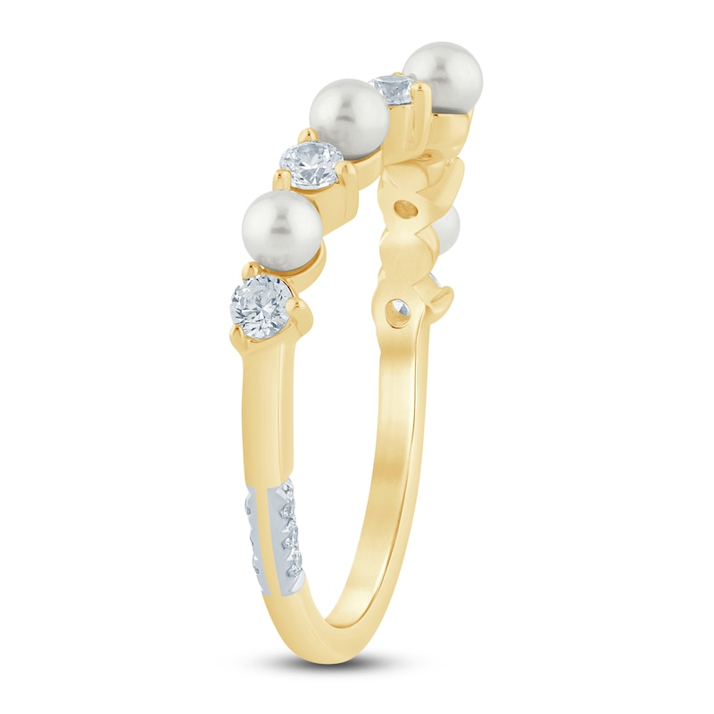 Main Image 2 of Pnina Tornai Cultured Pearl & Diamond Contour Anniversary Ring 1/3 ct tw 14K Yellow Gold