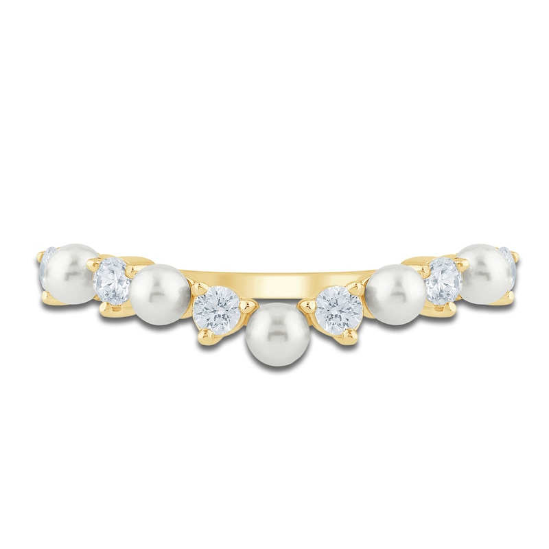 Main Image 3 of Pnina Tornai Cultured Pearl & Diamond Contour Anniversary Ring 1/3 ct tw 14K Yellow Gold