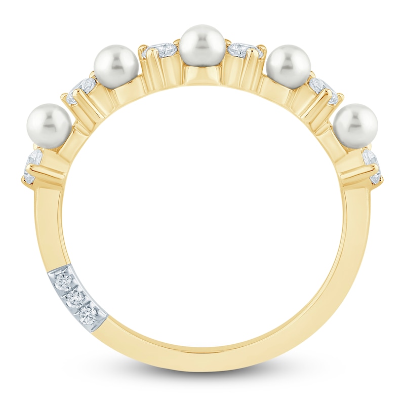 Main Image 4 of Pnina Tornai Cultured Pearl & Diamond Contour Anniversary Ring 1/3 ct tw 14K Yellow Gold