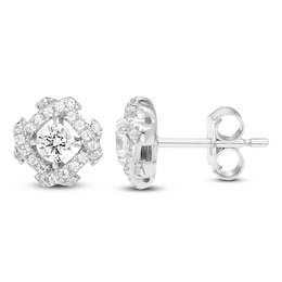 Unspoken Diamond Halo Stud Earrings 1/2 ct tw 14K White Gold