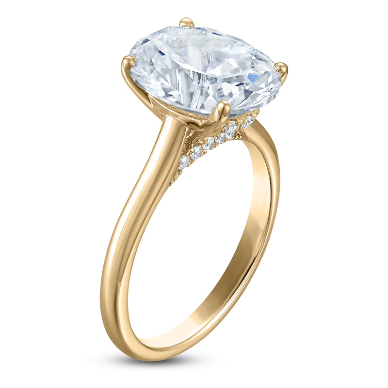 Main Image 2 of Oval-Cut Lab-Created Diamond Solitaire Plus Engagement Ring 3 ct tw 18K Yellow Gold (VS2/F)