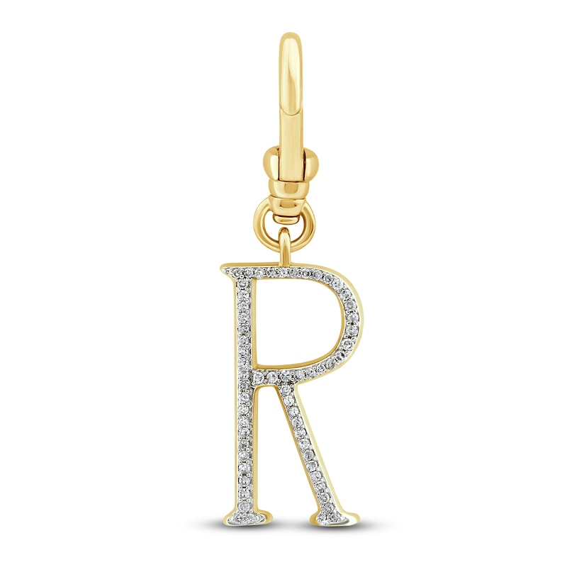 Main Image 1 of Charm'd by Lulu Frost Diamond Letter R Charm 1/10 ct tw Pavé Round 10K Yellow Gold