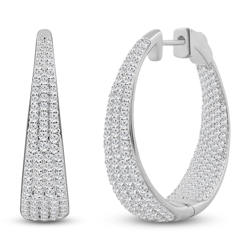 Brilliant Moments Diamond Pavé Tapered Inside-Out Hoop Earrings 2-1/2 ct tw 14K Gold