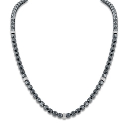 1933 by Esquire Men's Natural Hematite Bead Necklace Sterling Silver 22&quot;