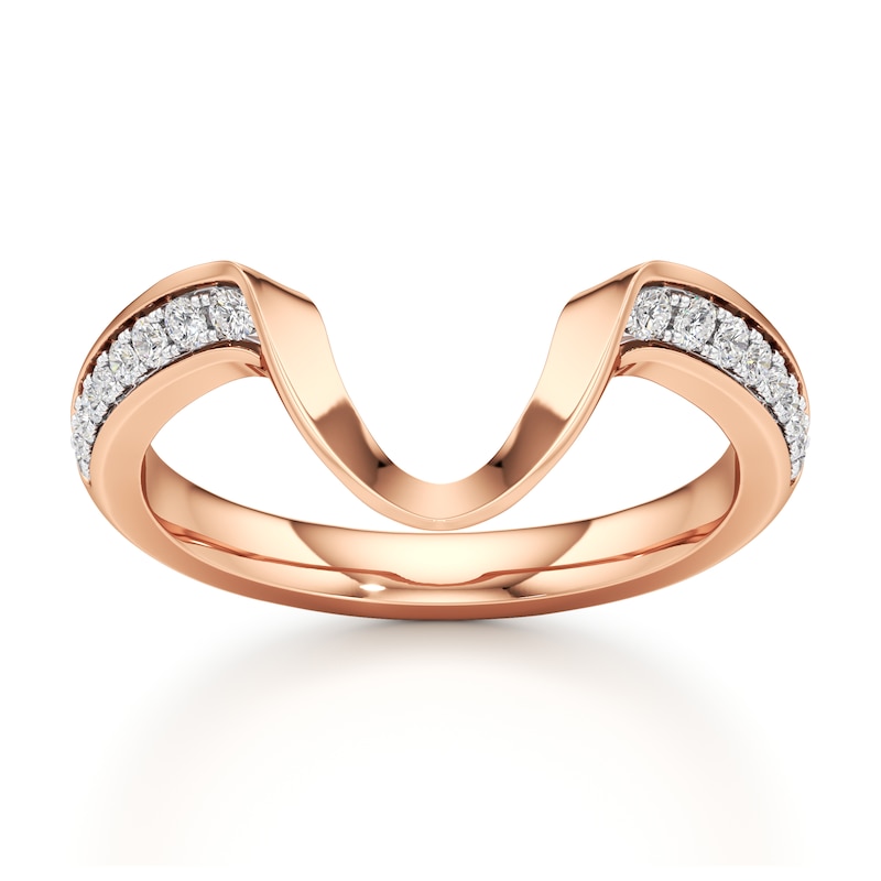 Main Image 1 of J'Lure Lab-Created Diamond Contour Wedding Band 1/5 ct tw 18K Rose Gold