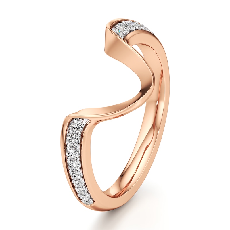 Main Image 4 of J'Lure Lab-Created Diamond Contour Wedding Band 1/5 ct tw 18K Rose Gold