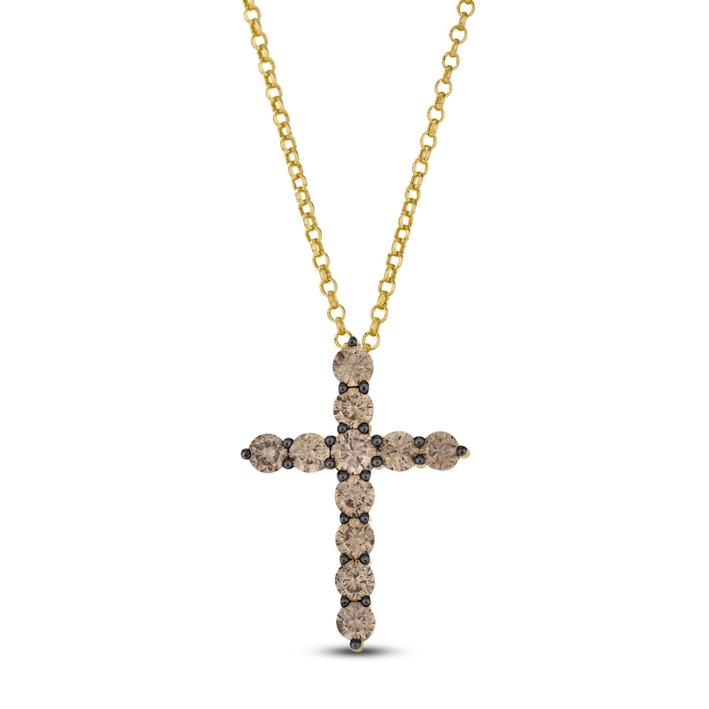 Main Image 1 of Le Vian Diamond Cross Necklace 1-1/5 ct tw 14K Honey Gold 19&quot;