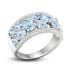 Thumbnail Image 2 of Natural Aquamarine & White Lab-Created Sapphire Ring Sterling Silver