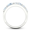 Thumbnail Image 4 of Natural Aquamarine & White Lab-Created Sapphire Ring Sterling Silver