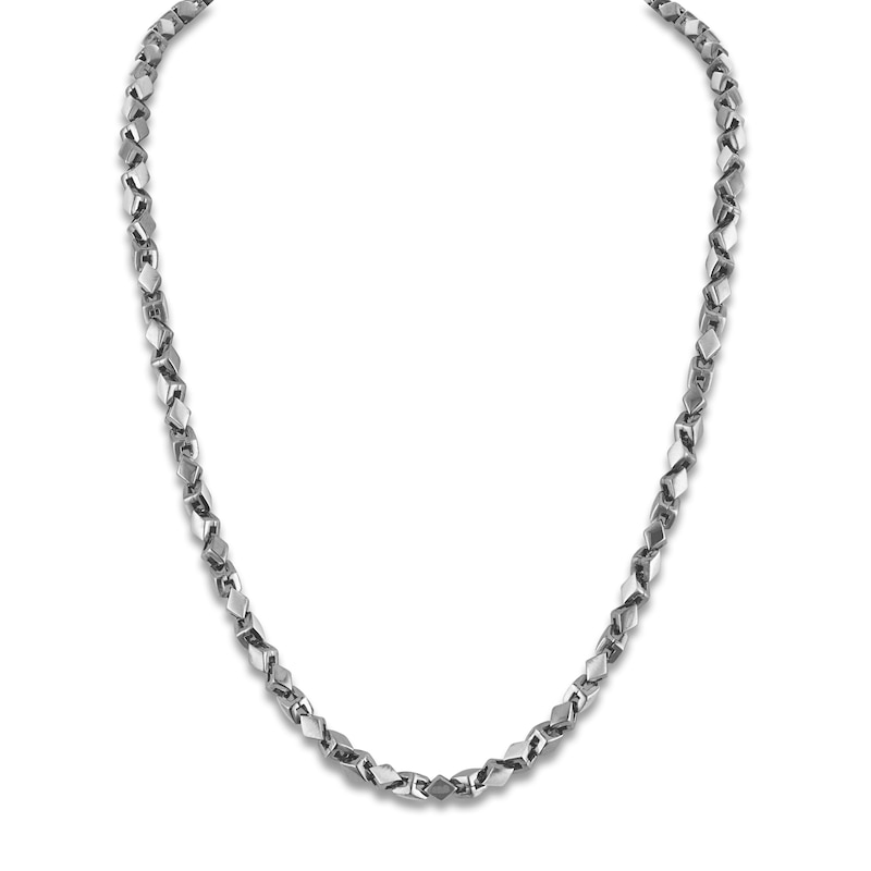 1933 by Esquire Men's Rhombus Curb Chain Necklace Oxidized Sterling Silver 22"