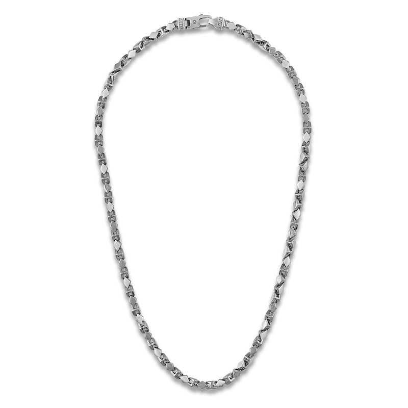 Main Image 3 of 1933 by Esquire Men's Rhombus Curb Chain Necklace Oxidized Sterling Silver 22&quot;