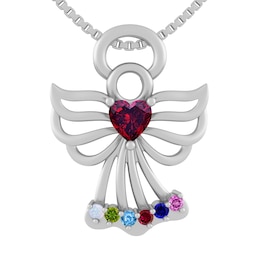 Color Stone Family Angel Necklace