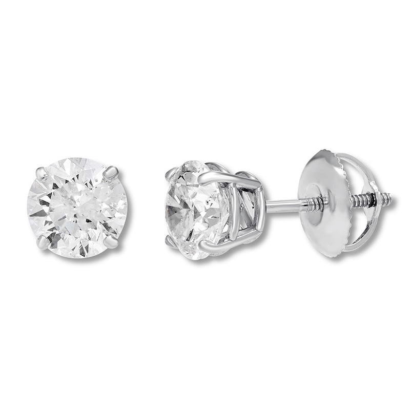 Certified Diamond Solitaire Earrings 1 1 2 Ct Tw 18k White Gold