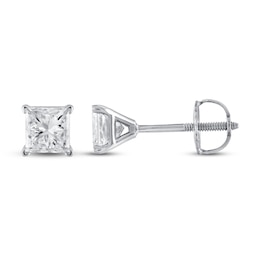 Certified Diamond Solitaire Earrings 1 ct tw Princess 18K White Gold (SI2/I)