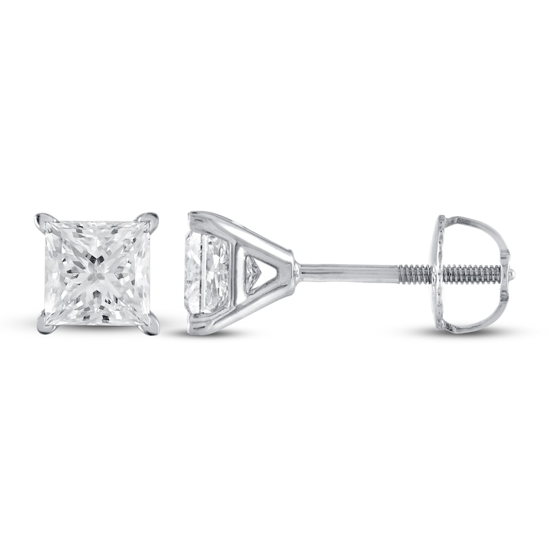 Main Image 1 of Diamond Solitaire Earrings 1-1/2 ct tw Princess 18K White Gold (SI2/I)