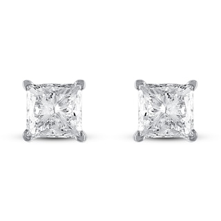 Diamond Solitaire Earrings 2 ct tw Princess 18K White Gold (SI2/I) | Jared