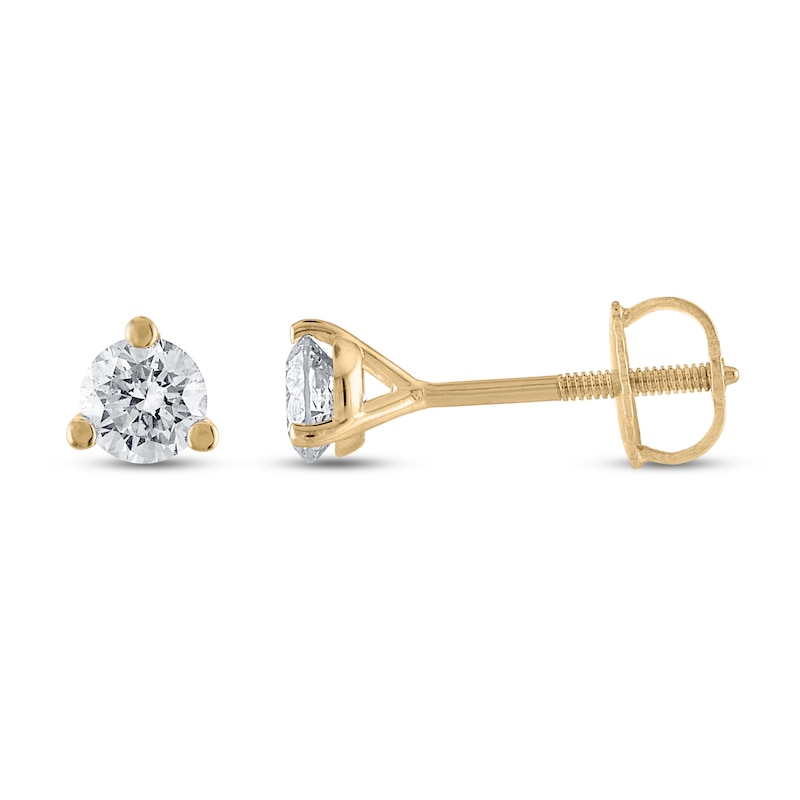 Main Image 1 of Certified Diamond Solitaire Earrings 1/2 ct tw Round 18K Yellow Gold (SI2/I)