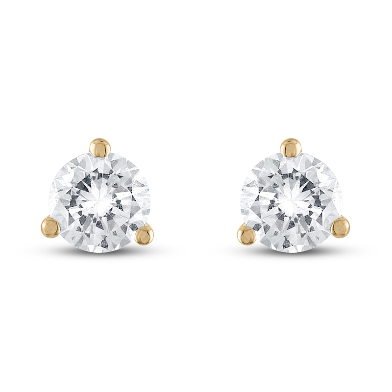 Certified Diamond Solitaire Earrings 1 ct tw Round 18K Yellow Gold (SI2/I)