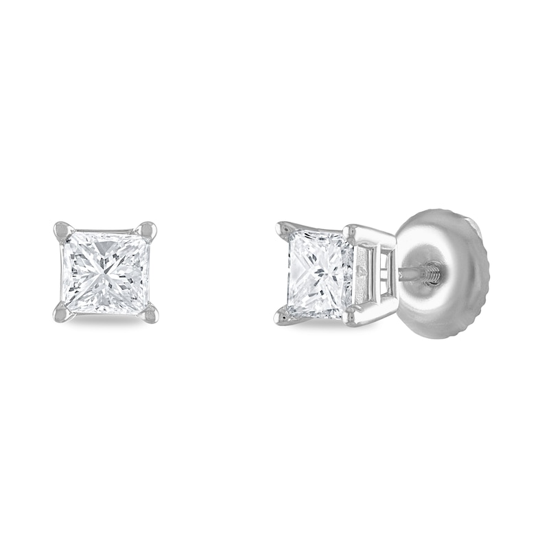 Certified Diamond Solitaire Earrings 3/4 ct tw Princess 14K White Gold ...