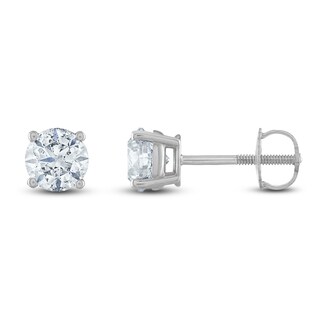 Certified Diamond Solitaire Earrings 1-1/4 ct tw Round 14K White Gold ...