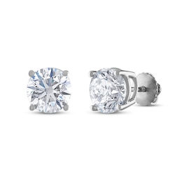 Certified Diamond Solitaire Earrings 3 ct tw Round 14K White Gold (I1/I)