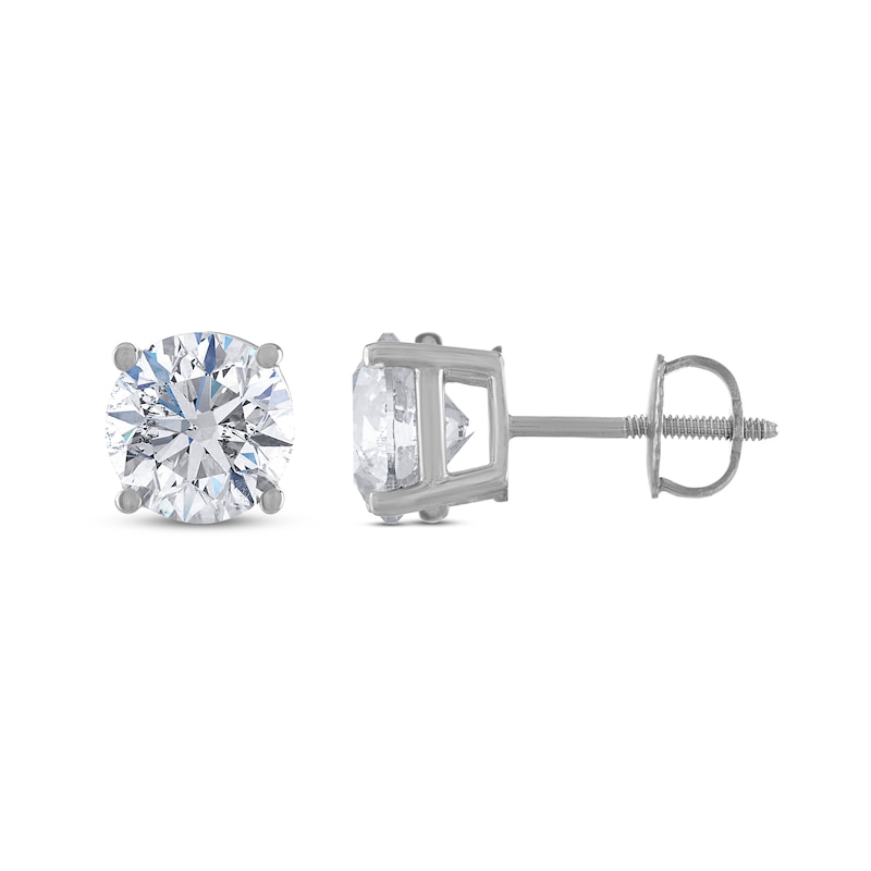 Main Image 2 of Certified Diamond Solitaire Earrings 3 ct tw Round 14K White Gold (I1/I)