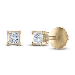 Diamond Solitaire Stud Earrings 1/4 ct tw Princess 14K Yellow Gold (I1/I)