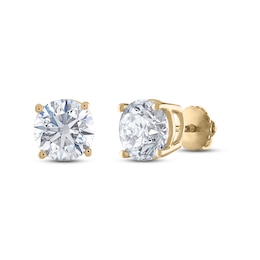Diamond Solitaire Stud Earrings 1 ct tw Round 14K Yellow Gold (I1/I)