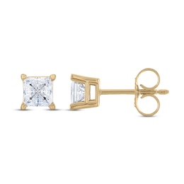 Diamond Solitaire Stud Earrings 1-1/2 ct tw Princess 14K Yellow Gold (I1/I)