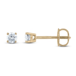 Certified Diamond Solitaire Stud Earrings 1/3 ct tw Round 14K Yellow Gold (I1/I)