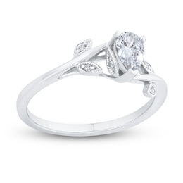 Diamond Engagement Ring 3/8 ct tw Pear-shaped/Round 14K White Gold