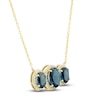 Thumbnail Image 2 of Natural Blue Topaz 3-Stone Necklace 1/4 ct tw Diamonds 10K Yellow Gold