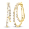 Thumbnail Image 2 of Diamond Double Hoop Earrings 1-1/2 ct tw Round 14K Yellow Gold