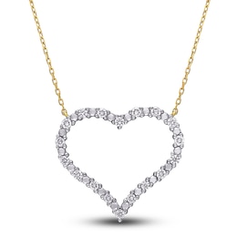 Diamond Heart Pendant Necklace 3/8 ct tw Round 10K Yellow Gold 17&quot;