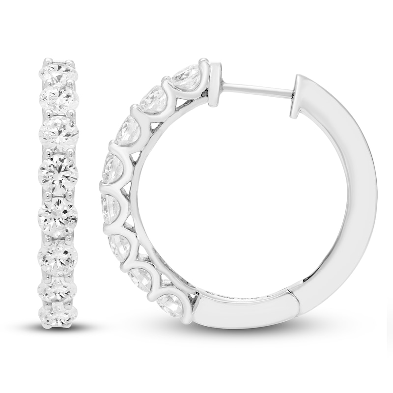 Diamond Hoop Earrings 4 ct tw Round 18K White Gold