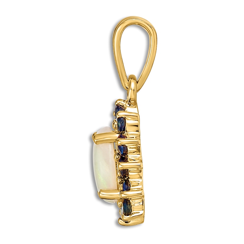 Main Image 2 of Natural Blue Sapphire & Natural Opal Pendant Charm 14K Yellow Gold