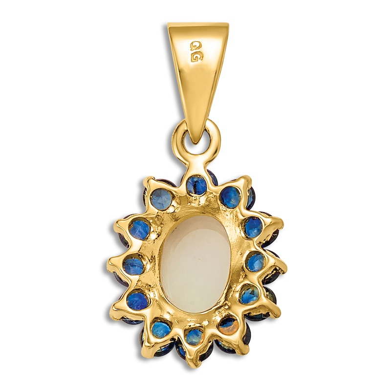 Main Image 3 of Natural Blue Sapphire & Natural Opal Pendant Charm 14K Yellow Gold