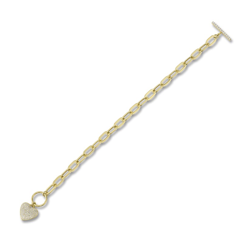 Gold Initial and Heart Flex Bracelet 18K Yellow / 6.5