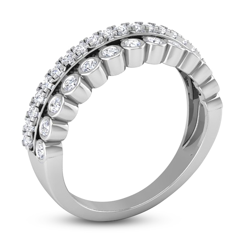 Main Image 2 of Diamond Bezel Double Row Ring 3/8 ct tw Round 14K White Gold