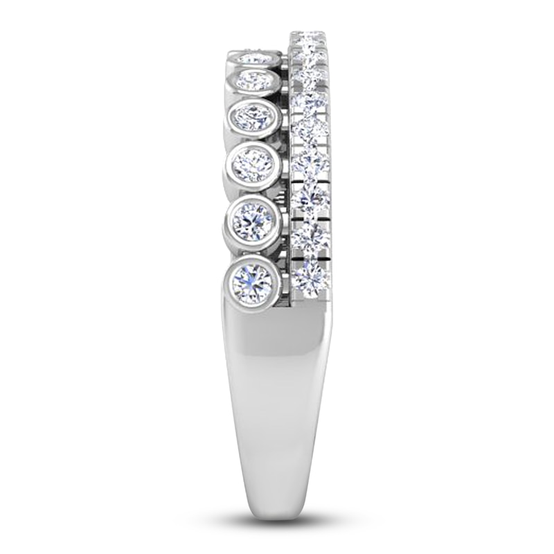 Main Image 3 of Diamond Bezel Double Row Ring 3/8 ct tw Round 14K White Gold