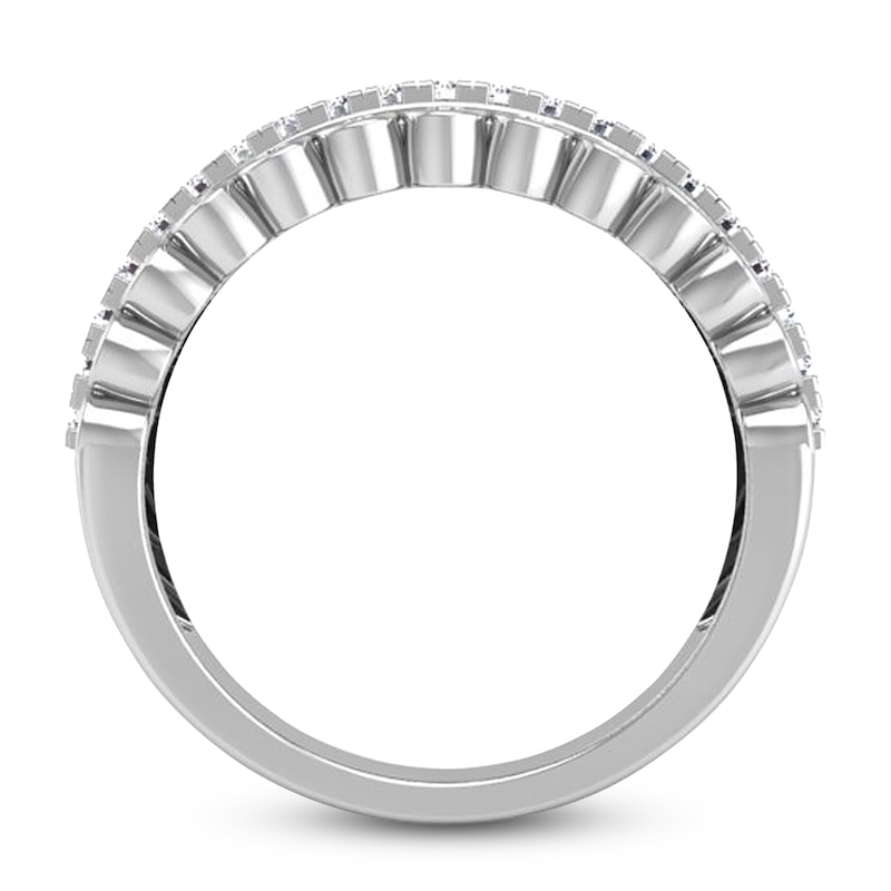 Main Image 4 of Diamond Bezel Double Row Ring 3/8 ct tw Round 14K White Gold