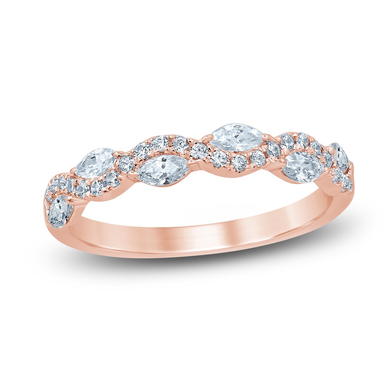 Main Image 1 of Diamond Anniversary Ring 1/2 ct tw Marquise/Round 14K Rose Gold