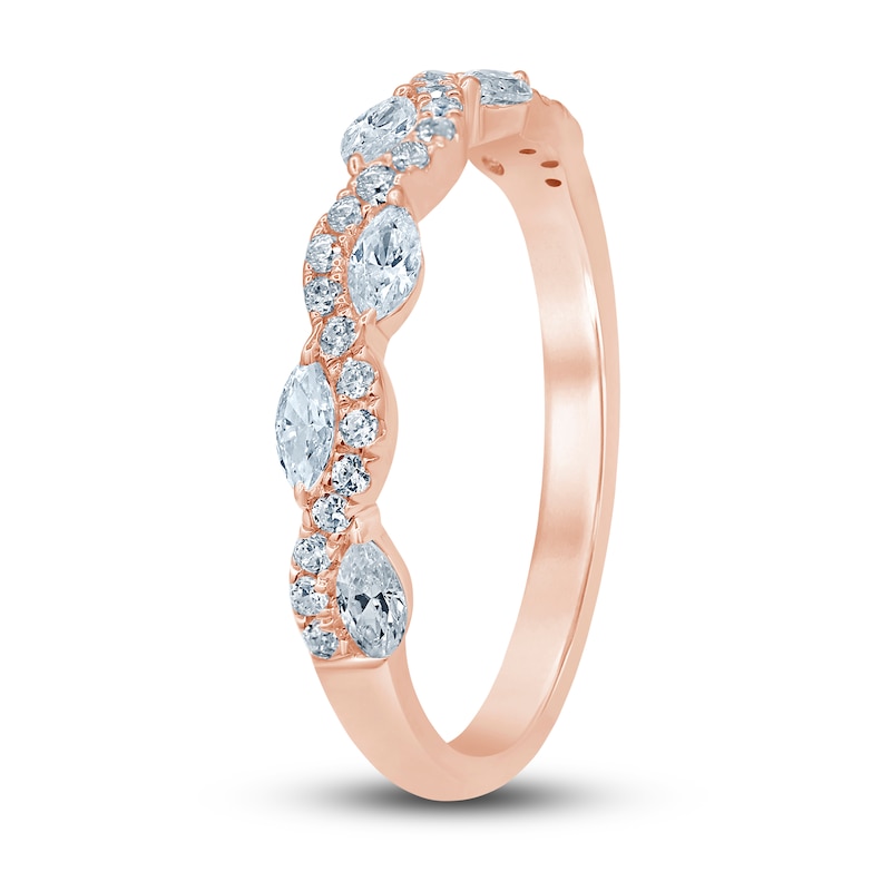 Main Image 2 of Diamond Anniversary Ring 1/2 ct tw Marquise/Round 14K Rose Gold