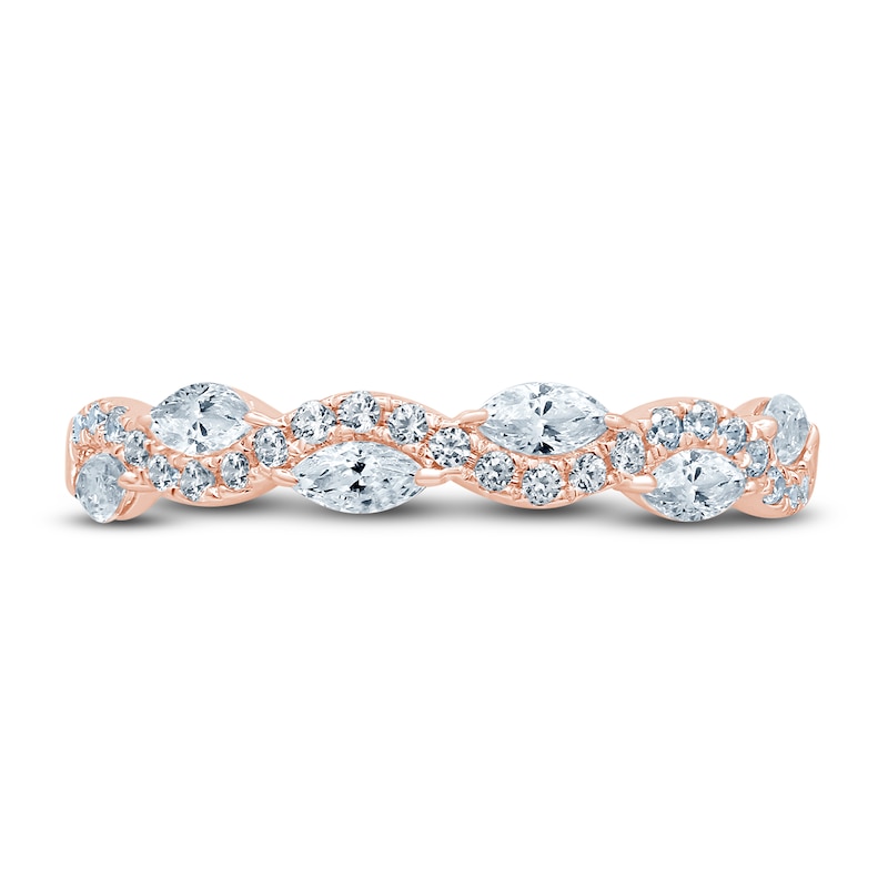 Main Image 3 of Diamond Anniversary Ring 1/2 ct tw Marquise/Round 14K Rose Gold