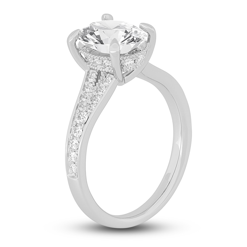 Lab-Created Diamond Engagement Ring 2-1/3 ct tw Oval/Round 14K White ...