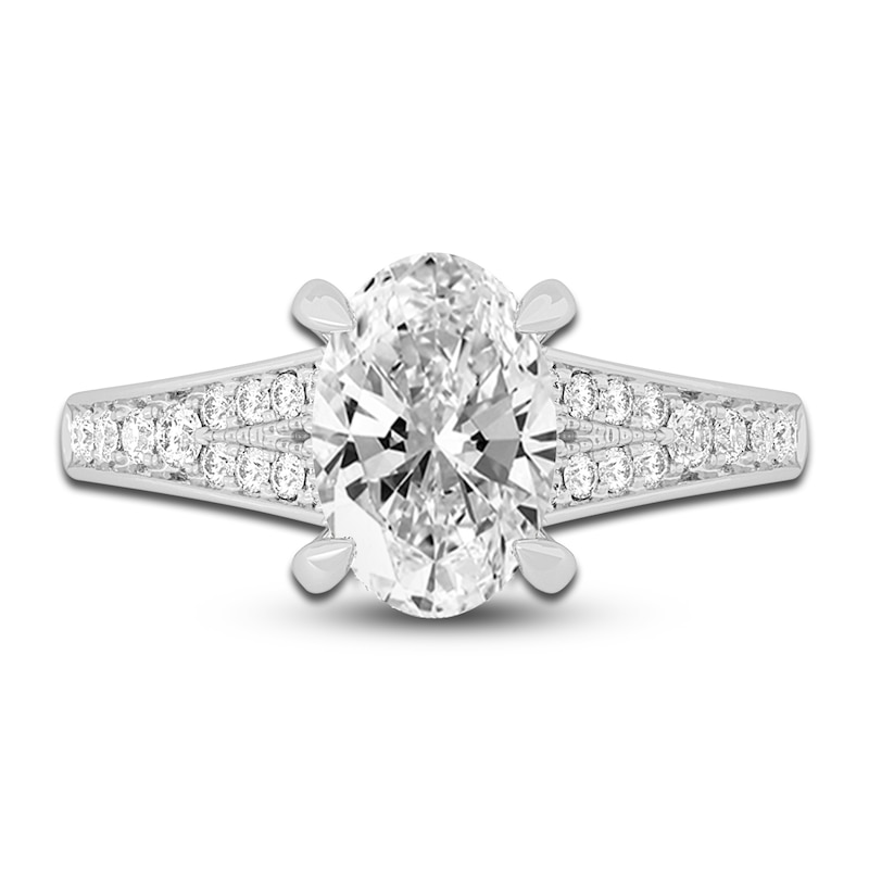 Lab-Created Diamond Engagement Ring 2-1/3 ct tw Oval/Round 14K White ...